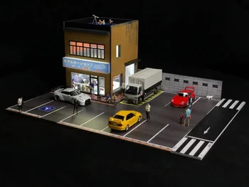 1:64 Méretarányú Makett Garázs Modell LED parkolók Város DIY Modell Meghatározza kombinálható Városok
