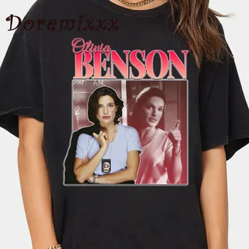 100% Pamut pólók Olivia Benson 90-es évek Ihlette Vintage Hódolat Póló Law and Order Svu Mariska Grafikus Póló Férfi Ruházat