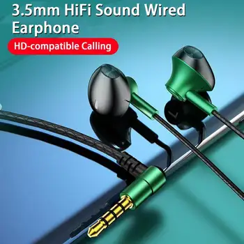 120cm Vezetékes Fejhallgató HD-kompatibilis Hívó Fél In-ear Fülhallgató Mikrofon, 3,5 mm-es hi-fi Hang Telefon Ellátási L Ívelt Típus