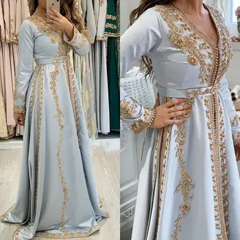 14986#IENA Marokkói Kaftán Estélyi Ruhák Gyöngyök Kézi Munka Muszlim Estélyi Ruha arab Abaya Formális Ruha, köntös de estély платье