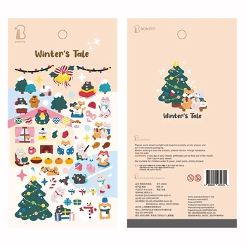 1DB Téli Mese Papír Matrica Karácsonyi Síelés Állatok Scrapbooking DIY Journal Dekoratív Napló Matricák koreai Papíráru