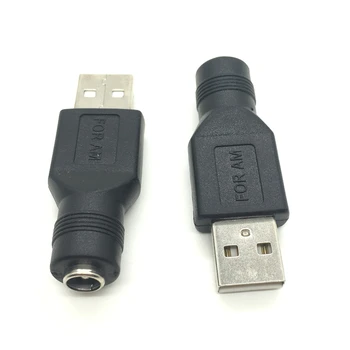 1db 2db USB Férfi-kör DC5.5*2.1 mm-es női Kábel Adapter Átalakító Power interface átalakítás