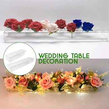 1db Világos, Téglalap alakú Akril Váza Fedő Esküvői Asztalnál Virágos Központi Morde Virágos Váza Asztal Otthoni Dekoráció