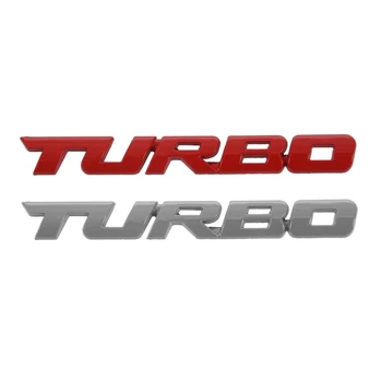 2 DB TURBÓ Univerzális Autós Motoros Automatikus 3D-s, Fém Embléma Jelvény Matrica, Piros-Ezüst