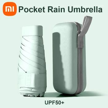 2023 Xiaomi Mijia Macaron Kreatív Fekete Gumi Fényvédő Napos Esernyő, Mini Hat-szeres Női Kapszula Esernyő Nap UV Esernyő