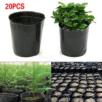 20db Eldobható Óvoda Pot Műanyag Táplálkozás Tál Növény Csemete Csésze Fekete Növény Nő Táska 10 Méret Kert Kellékek Csemete Doboz