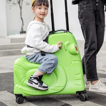 3D-s Rajzfilm Gyerekeknek bőröndöt Cipelni a csomagját Tervező Gyermek bőrönd táska 20/24 hüvelyk Utazás bőrönd a nők lovon ülni poggyász