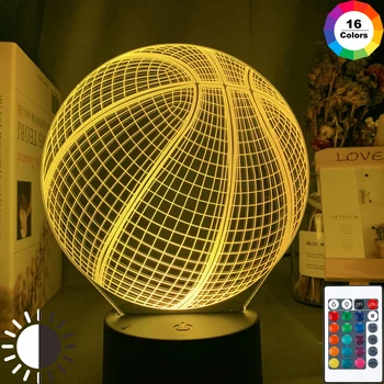 3d-s Illúzió Este Lámpa Kosárlabda Labda Hologram Akril Éjjeli Terem Dekoráció Egyedi Ajándék Tanuló Szobás Éjszakai Fény