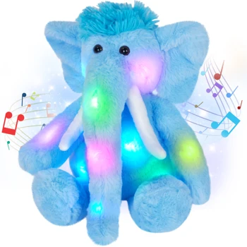 48cm Rózsaszín Kék LED Zenei Elefánt Plüss Játékok Aranyos Puha Baba, Plüss Állatok, a Lányok Születésnapi Ajándék Alszik Játék