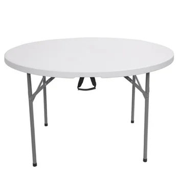 48inch Kerek Összecsukható Asztal Kerti Összecsukható Utility Asztal Fehér[US Állomány]