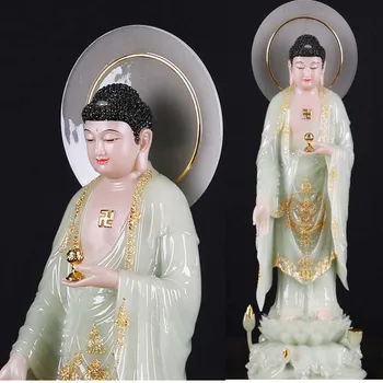 52CM nagy, magas minőségű Buddhizmus ábra jade Mindenható Amitabha buddha ISTEN Ázsia HAZA védelme a Jólét Oltár FENG SHUI szobor