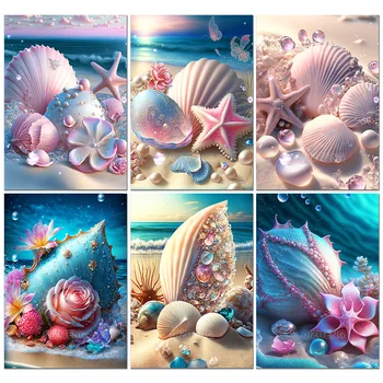 5D gyémánt festmény tengerparti álom shell teljes Kör/Négyzet mozaik gyémánt hímzett kép strasszos DIY otthoni dekoráció ajándék