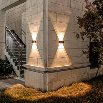 6 LED-es Napelemes Fali Dekorációs Lámpa hőálló Dupla Fej Fali Spotlámpa Újratölthető Vízálló Multifunkcionális az Udvarra,