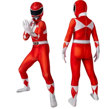 A Gyerekek Ranger Szuperhősök Geki Piros Ranger Kezeslábas Cosplay Jelmez Gyerekeknek Divatos Halloween Álarcosbál Body
