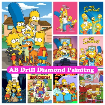 A Simpson család 5D DIY AB Gyémánt Festmény Hímzés Disney Anime Rajzfilm Cross Stitch Mozaik Képek Kézzel készített lakberendezés Ajándék