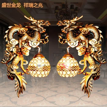 A Sárkány Pedig A Phoenix Fali Lámpa Kínai Stílusú Klasszikus Arany