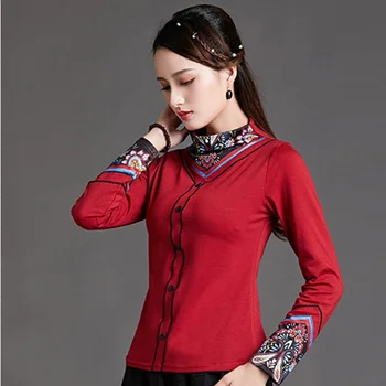 A hagyományos Kínai Blúz Retro Női Póló Garbó Vintage Póló, Vékony, Elegáns Kínai Cheongsam Maximum A Nők FF2477