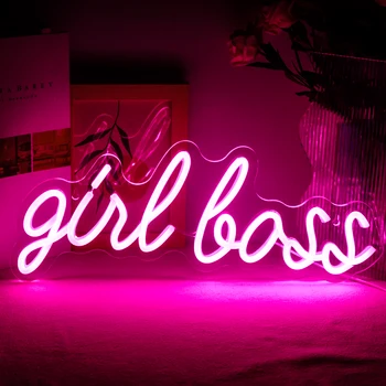 A lány Főnök LED Neon Fény Jele, Menő csaj, Hálószoba Asztal Fali Dekor Jelek főnökasszony Bébi Születésnapi Ajándék, 5V USB Rózsaszín Neon Éjszakai Fény