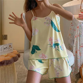 A nők Rajzfilm Eper Nyomtatás Felső Nadrág a Pizsama Szett Plus Size Nyári Laza Hálóruházat 2 darabos Készlet Alkalmi Pijamas Haza