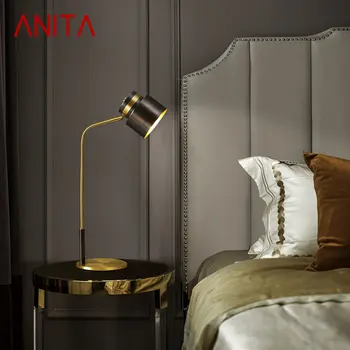 ANITA Kortárs Réz asztali Lámpa LED Kreatív Egyszerű Ágy, Íróasztal Lámpa Otthoni Nappali, Hálószoba Tanulmány Dekoráció
