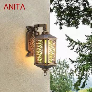 ANITA Szabadtéri Bronz Fény, LED-es Fali Lámpák Falikarok Klasszikus Vízálló Retro Haza Erkély Dekoráció
