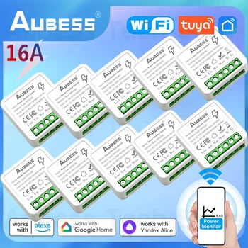 AUBESS Tuya Intelligens Otthon Kütyü Mini WiFi Smart Switch Kapcsoló Relé Modul hangvezérlés Alexa Alice Google Asszisztens