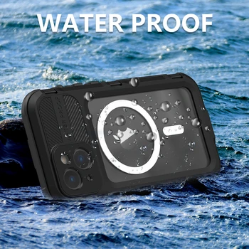 Alumínium Ötvözet Fém Vízálló tok iPhone 14 Pro Max 14 13 Pro MagSafe Vezeték nélküli Töltés, Búvárkodás, Úszás Ütésálló Esetben
