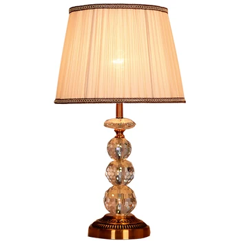 Amerikai Stílusú Asztali Lámpa Éjjeli Lámpa Egyszerű Nappali Antik Réz K9 Kristály Távirányító Érintse Meg Szabályozható