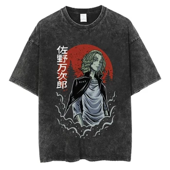 Anime Vintage Tshirt Tokió Revengers Mosott Tshirts Mikey Chifuyu Alkalmi póló Retro, Rövid ujjú Felső Hip-Hop Y2k pólók