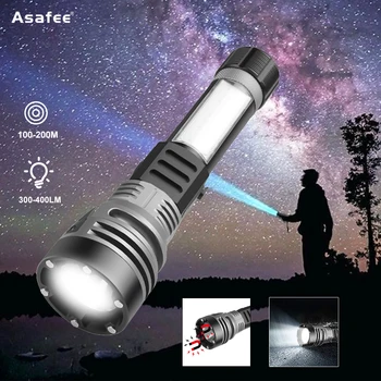 Asafee Szuper Fényes Fényes LED Zseblámpa Biztonsági Kalapács Erős Mágnes Kétoldalas Világos Piros Kék Fény Figyelmeztető Lámpa