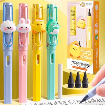 Automatikus Infinity Ceruza Fekete Nélkül Élezés High-Tech Ceruza Aranyos Rabbit Toll Gyermekek Iskolai Írószer HB