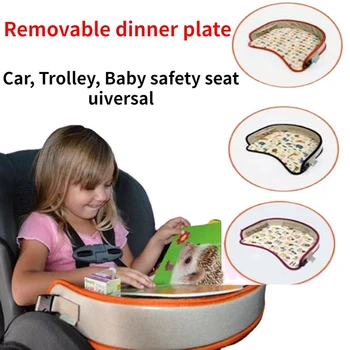 Autó Baba Biztonsági Ülés Tálca Gyerekek Vízálló Kocsi Tányér Tároló Asztal, Étkezési Lemez Járműre szerelt, Cserélhető Táblázat