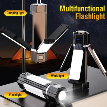 BORUIT Multi-function Kemping Fény Kettős fényforrás, 90° - os Elforgatás Oldalon Fény C-Típusú Újratölthető Hátsó Mágneses Lámpás
