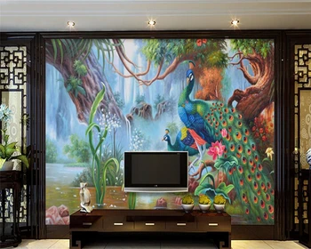 Beibehang Fotó tapéta páva festmény művészi falfestmények hálószoba, nappali, kanapé, TV, tapéta, modern lakberendezési háttérkép