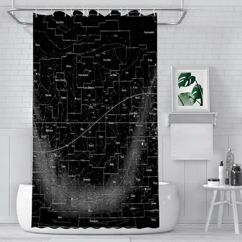 CSILLAGKÉPEK NYUGATI ÉGBOLT Régi Térkép Fürdőszobában Zuhanyzó Függöny Zodiákus Csillag Vízálló Partíció lakberendezés Tartozékok