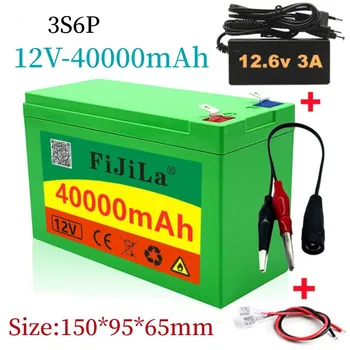 Csomag aksija au lítium 18650 12V 40ah + chargeur12,6 V 3a, BMS intégré à haut débit,utilisé pour pulvérisateur alimentation