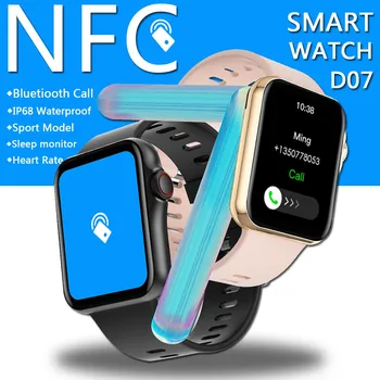 D07 Intelligens Karóra 1.7 hüvelykes HD kijelző NFC Bluetooth-AI Hang Asszisztens Vízálló Sport pulzusmérő Fitness Karkötő Android IOS