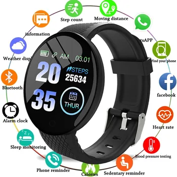 D18 Smartwatch Kör Alakú Színes Képernyő Több Sport Mód Hívás Információk Emlékeztető, Fotózás, Zene Okos Karkötő