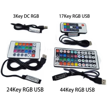 DC 5V USB LED RGB Vezérlő Mini 3Keys Dimmer 24Key 44key IR Távolabbi 17Keys RF Vezeték nélküli, Távoli Vezérlés USB RGB LED Szalag