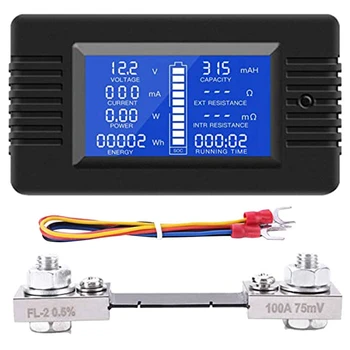 DC Akkumulátor Monitor Teljesítmény-Mérő, Digitális Árammérő DC 0-200V Sönt 100A Multiméter, Mérő Voltmérő Kapacitás Teszter