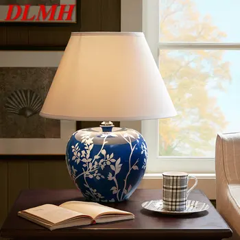 DLMH Modern Kék Kerámia asztali Lámpa Kreatív Régi asztali LED Lámpa, Dekorációs Haza Nappali, Hálószoba Éjjeli