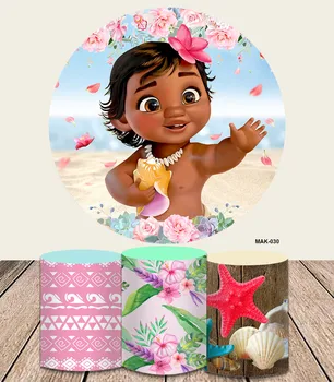Disney Lány Moana Kerek Hátteret, Szülinapi Parti Baba Zuhany Ocean Beach Fotózás Háttér-Fedezze Kör, Henger Dekoráció