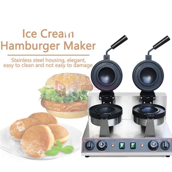 Dupla Fej Rotary UFO Burger Készülék Ice Cream Hamburg Készítő Panini Nyomja meg a Gép gofrisütőt Burger Prések