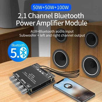 Egolden Audio ZK-TB21 Bluetooth 5.0 Sztereó Audio Receiver Erősítő Igazgatóság 2.1 Csatornás Mini Mélynyomó 50Wx2+100W
