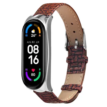 Eredeti Watchband A Mi B6 Slub Textúra Bőr Csere óraszíj Csat Design Wriststrap Smart Óra Tartozékok