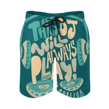 Ez A Dj Mindig Játszani! Férfi úszógatya Sport Rövidnadrág Strand Trunks Szörfözés zsebéből, Majd Hálós Bélés Design Nyomtatás Grafika