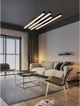 Fekete Skandináv csillár modern minimalista bár számláló nappali, étkező, könnyű alumínium anyag LED lámpa tervező stílus