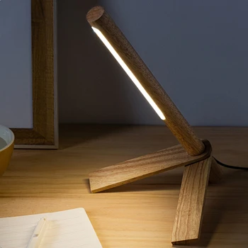 Fából készült LED-es Éjszakai Fény Skandináv Fa asztali Led Lámpa Fokozatmentes Szabályozható Érintőképernyős asztali Lámpa Éjjeli Olvasmány szemvédő Éjszakai Fény