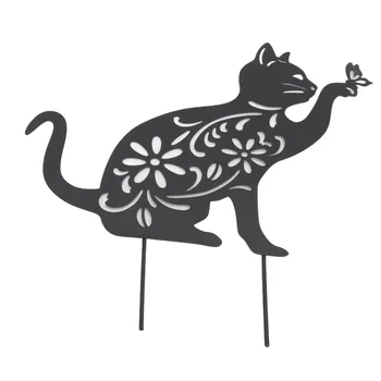 Fém Macska Fekete Macska Fekete Macska Szobrocskát Körben Használják a Kertben, a Mezőgazdasági Haza