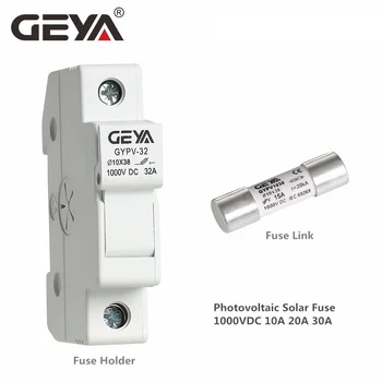 GEYA GYPV-32 1P Fotovoltaikus gPV Biztosíték tartó 10*38mm Biztosíték Link 1000VDC 2A-6A 10A 15A 20A 25A 30A Naprendszer Védelem